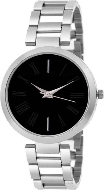 Black Color New Beautiful Girls Watch Silver Strap Black Stainless Steel Analog Watch - For Women fastreck women-Black