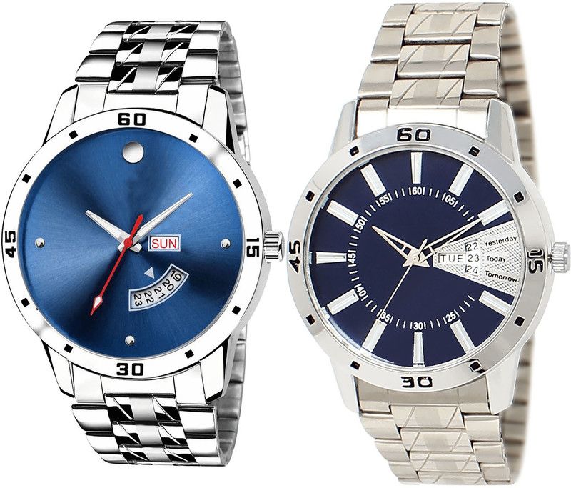 combo watch Analog Watch - For Girls Latest Unique Day And Date Analogue Silver Color Boys And Men Watch - BL46.105-BL46.102 (Combo Of 2 )