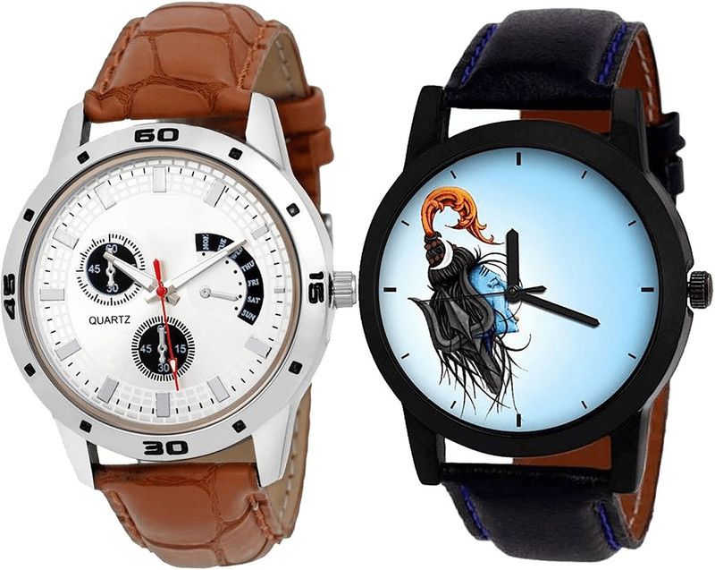 combo watch Analog Watch - For Men & Women Treading Royal Mahadev Analogue Brown And Black Color Boys And Men Watch - B52-B22 (Combo Of 2 )