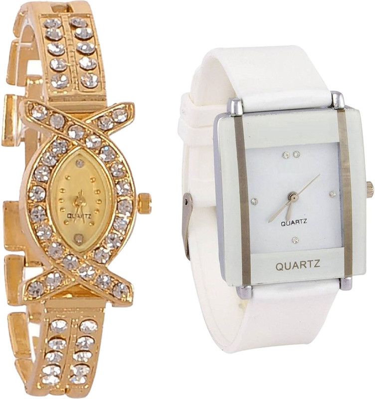 combo watch Analog Watch - For Girls Brand New Formal Analogue Gold And White Color Girls And Women Watch - G125-G17 (Combo Of 2 )