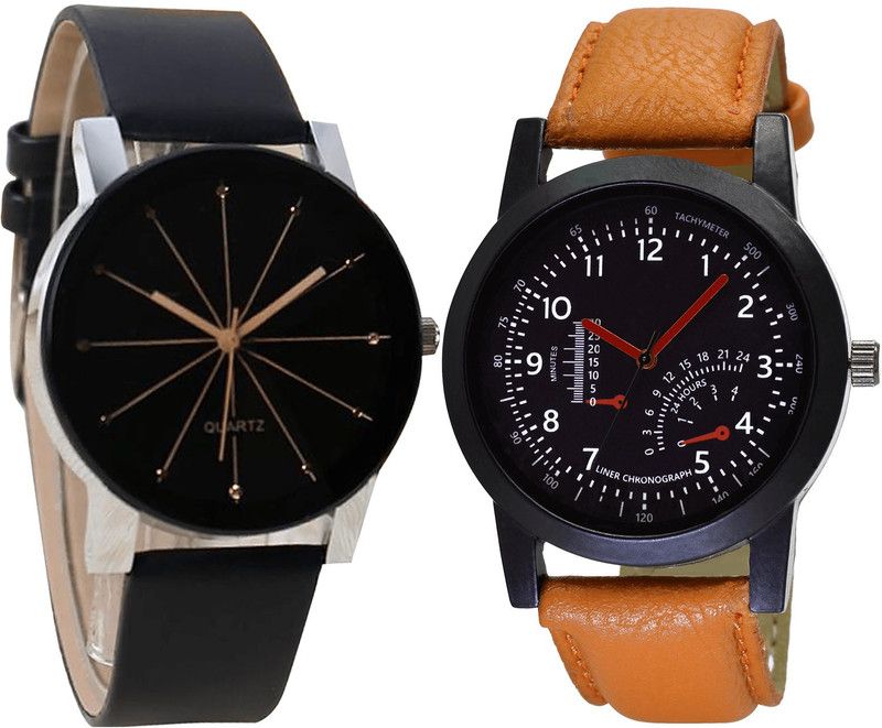 combo watch Analog Watch - For Girls Modish Stylish Analogue Black And Brown Color Boys And Men Watch - B51-B29 (Combo Of 2 )