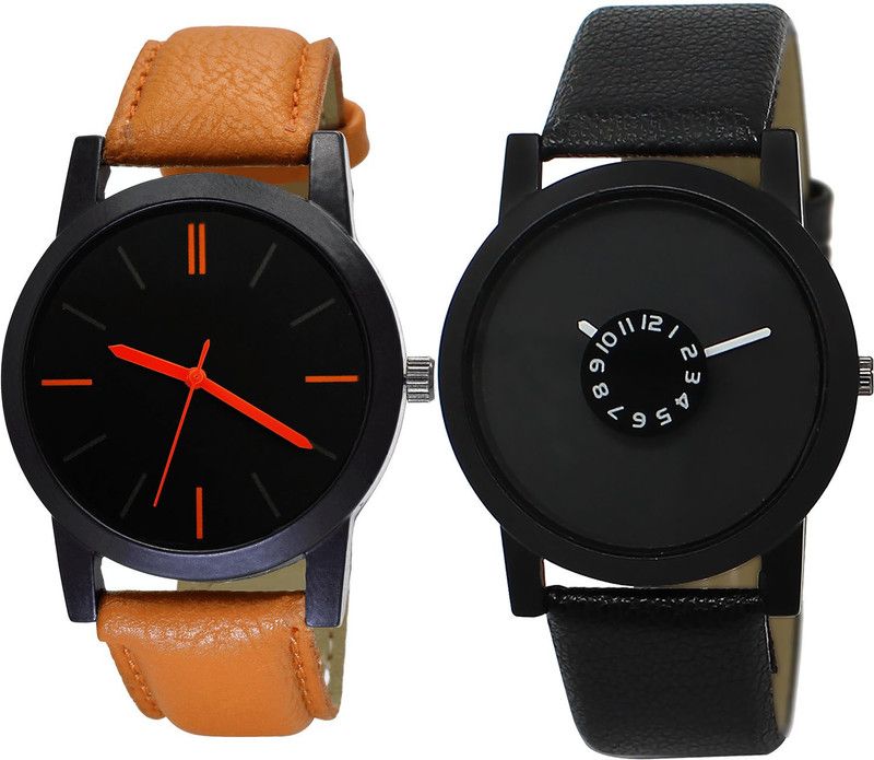 combo watch Analog Watch - For Girls Modern Unique Analogue Brown And Black Color Boys And Men Watch - B112-BL46.25 (Combo Of 2 )