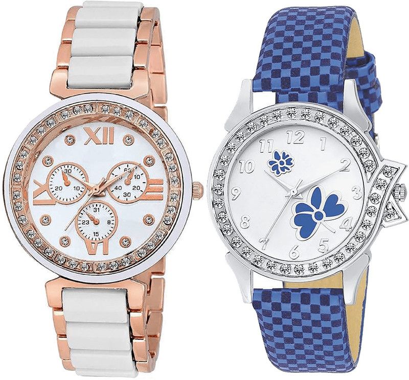combo watch Analog Watch - For Girls Classical Model Analogue White And Blue Color Girls And Women Watch - G210-G127 (Combo Of 2 )