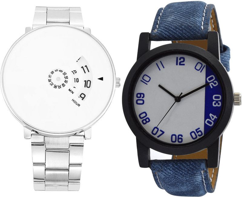 combo watch Analog Watch - For Girls Classical Party Wedding Analogue Silver And Blue Color Boys And Men Watch - B82-B40 (Combo Of 2 )