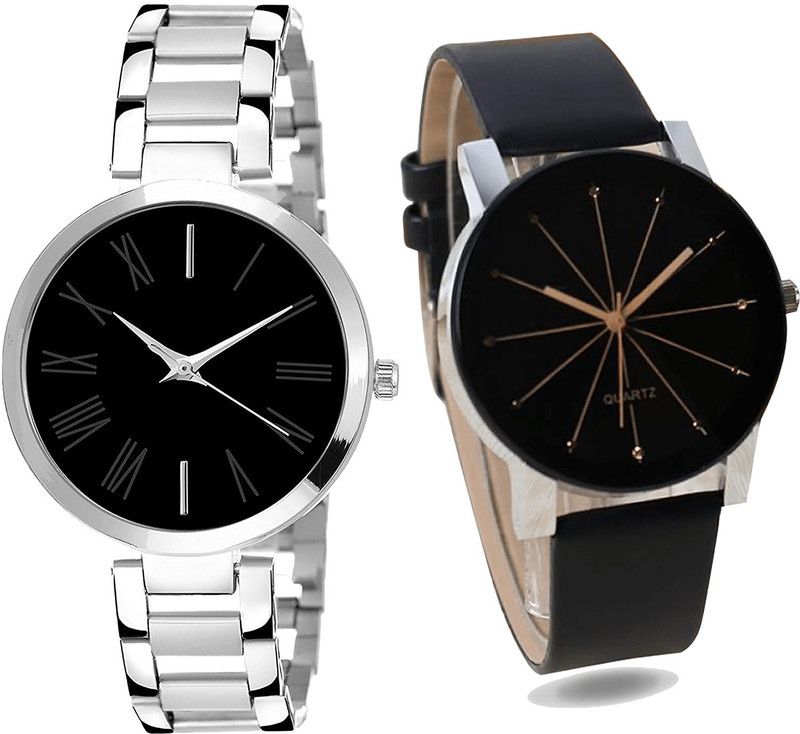 combo watch Analog Watch - For Girls Best Fashionable Analogue Silver And Black Color Girls And Women Watch - G299-G174 (Combo of 2 )