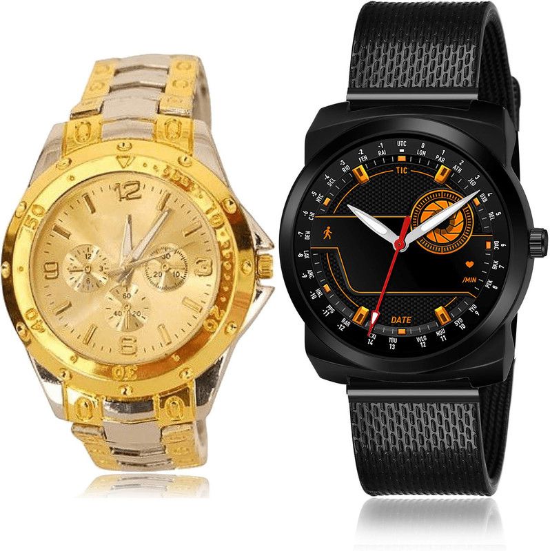 Analog Watch - For Men Classical 3D Design 2 Watch Combo For Boys And Men - B75-(52-S-10)