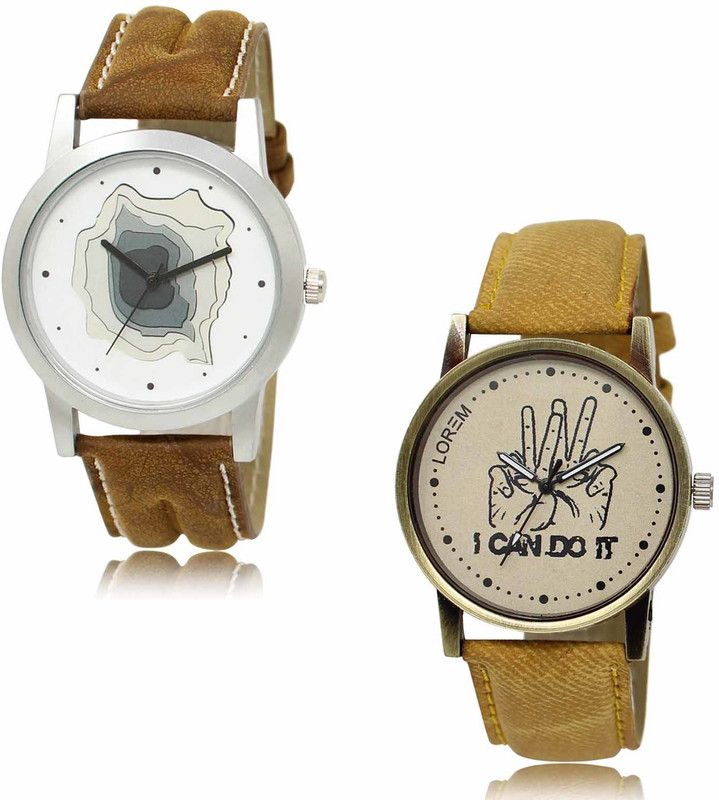Analog Watch - For Men LR09-LR30 White-Grey 3D Look-I Can Do it Combo of 2