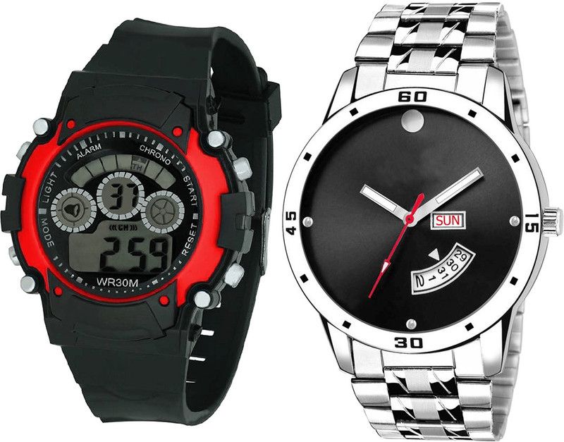 combo watch Analog Watch - For Girls New Branded Kids And Day And Date Analogue Black And Silver Color Boys And Men Watch - B5-BL46.104 (Combo Of 2 )