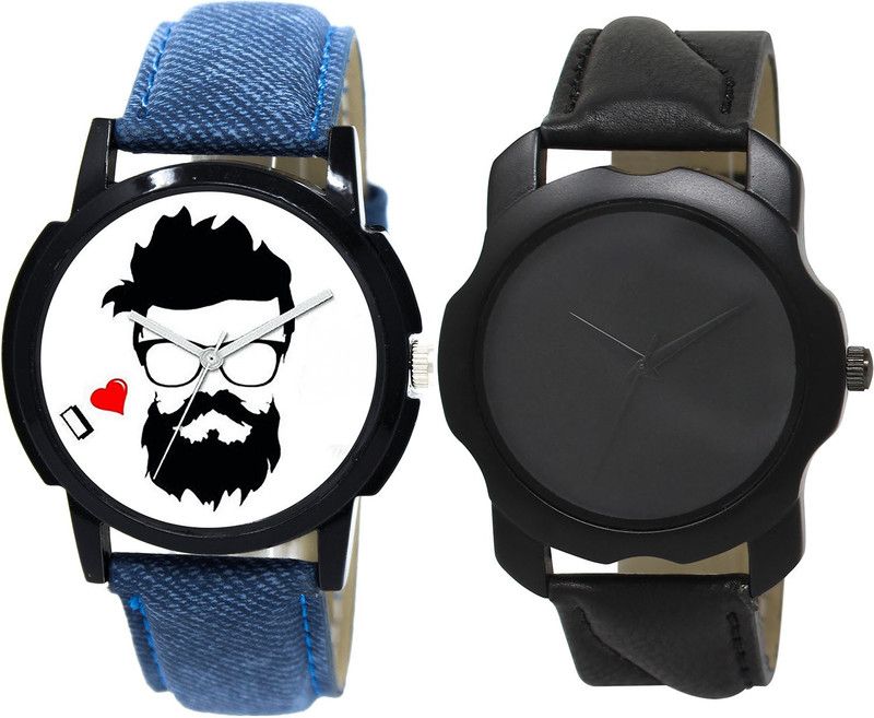 combo watch Analog Watch - For Girls Best Traditional Beard Style Analogue Blue And Black Color Boys And Men Watch - B12-BL46.22 (Combo Of 2 )