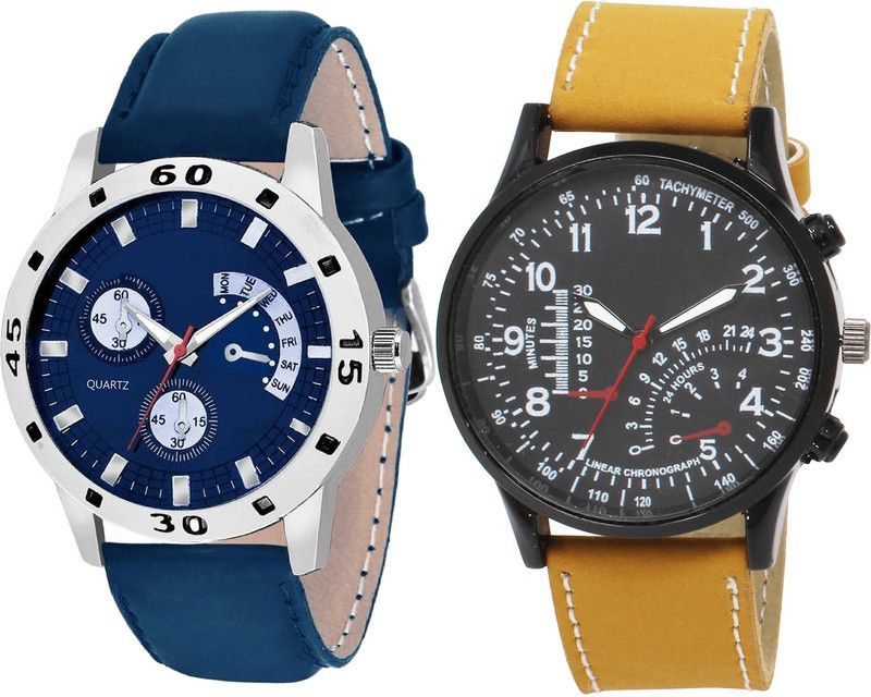 combo watch Analog Watch - For Girls Modern Valentine Analogue Blue And Brown Color Boys And Men Watch - B56-B42 (Combo Of 2 )