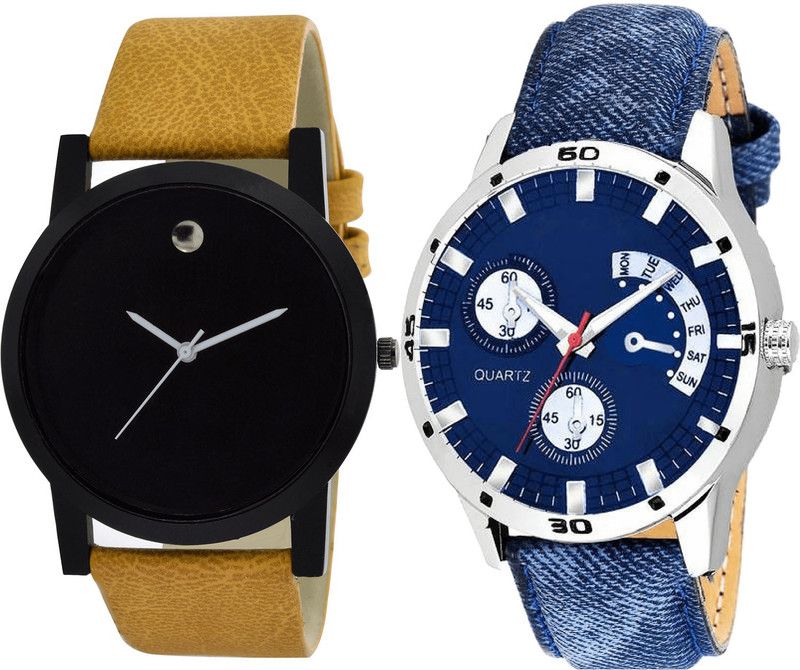 combo watch Analog Watch - For Girls Latest Quartz Analogue Brown And Blue Color Boys And Men Watch - B59-B57 (Combo Of 2 )