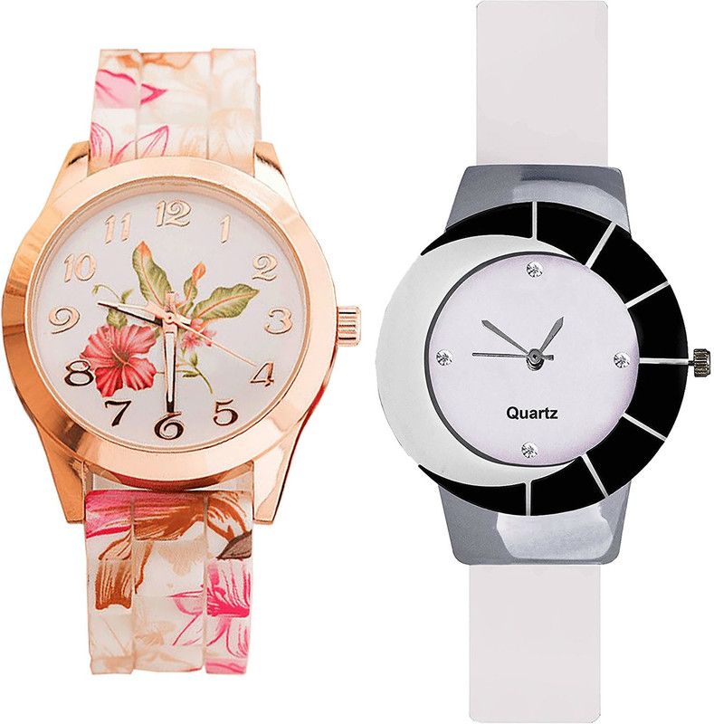combo watch Analog Watch - For Girls Latest Royal Flower Analogue White Color Girls And Women Watch - G305-G11 (Combo of 2 )