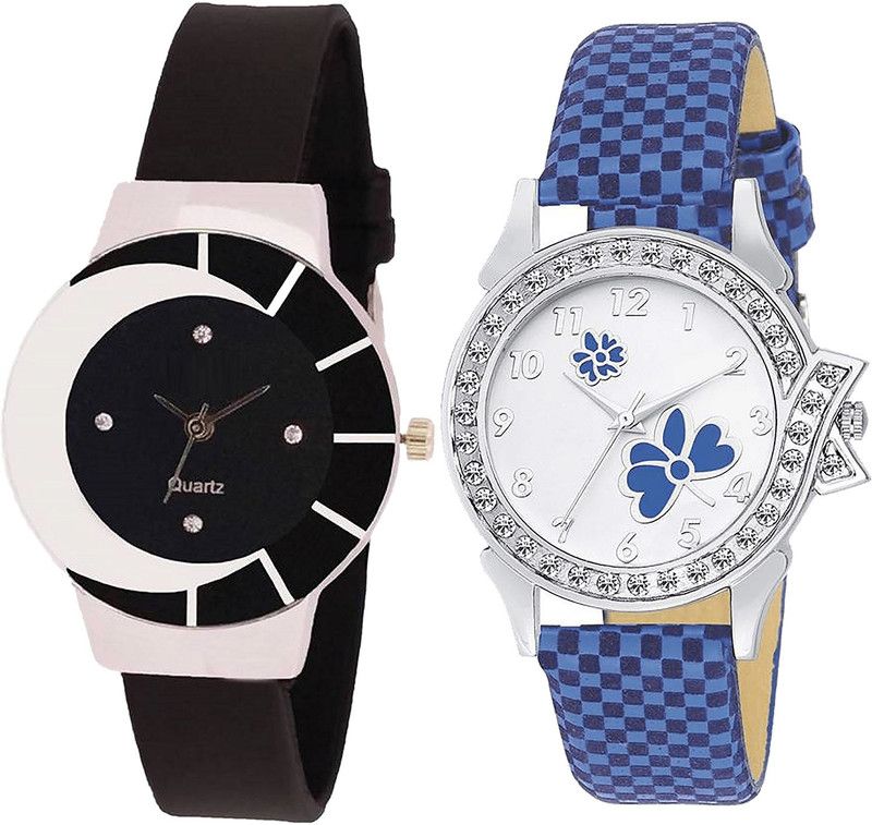 combo watch Analog Watch - For Girls Classical Exclusive Analogue Black And Blue Color Girls And Women Watch - G8-G127 (Combo Of 2 )