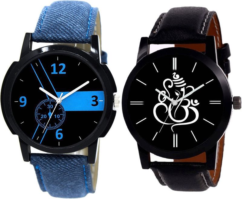 combo watch Analog Watch - For Men & Women Modish Collegian Ganpati Analogue Blue And Black Color Boys And Men Watch - B7-B27