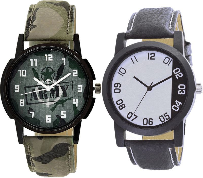 combo watch Analog Watch - For Girls Modish Stylish Army Analogue Green And Black Color Boys And Men Watch - B21-B41 (Combo Of 2 )