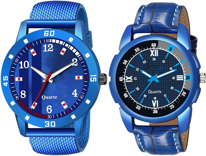 Alluring Watch with genuine leather strap and attractive dial designed watch Silicone Strap Analog watch for boys pack of 2 Analog Watch - For Boys dfk332