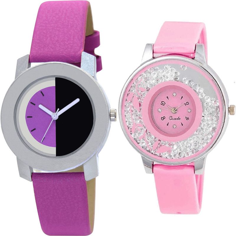 combo watch Analog Watch - For Girls Best Italian Designer Flower Analogue Pink Color Girls And Women Watch - G275-G88 (Combo of 2 )