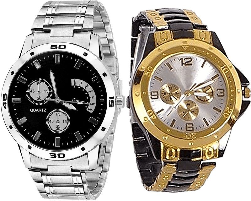 combo watch Analog Watch - For Girls Modern Exclusive Analogue Silver And Black Color Boys And Men Watch - B83-B73 (Combo Of 2 )