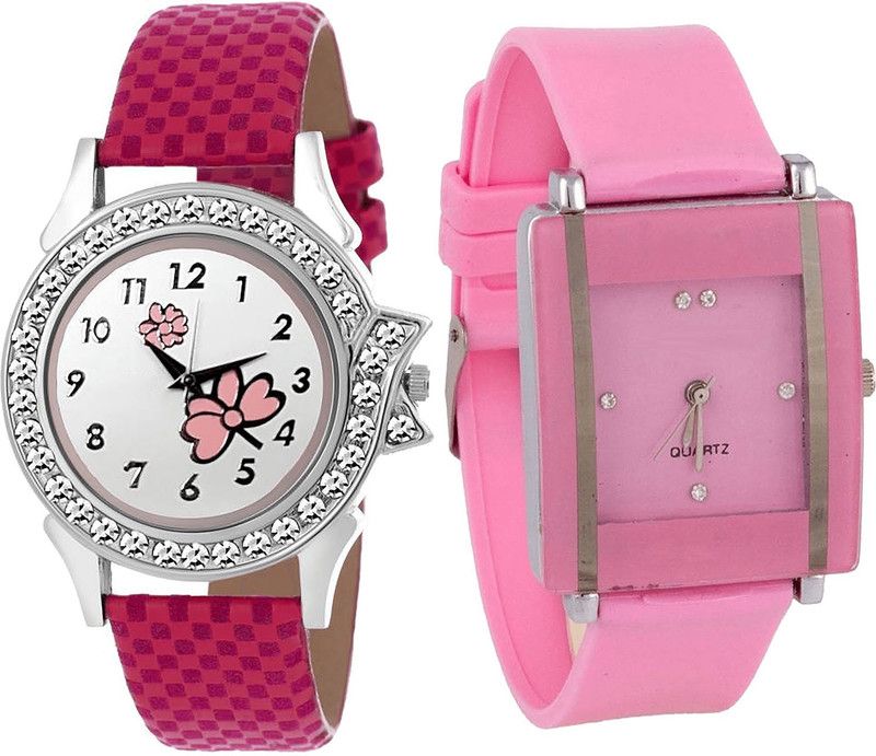 combo watch Analog Watch - For Girls Best Unique Flower Analogue Pink Color Girls And Women Watch - G128-G14 (Combo Of 2 )