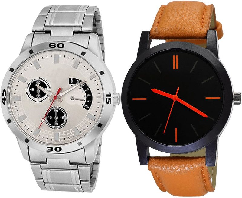 combo watch Analog Watch - For Girls Contemporary High Quality Analogue Silver And Brown Color Boys And Men Watch - BL46.101-B112 (Combo Of 2 )