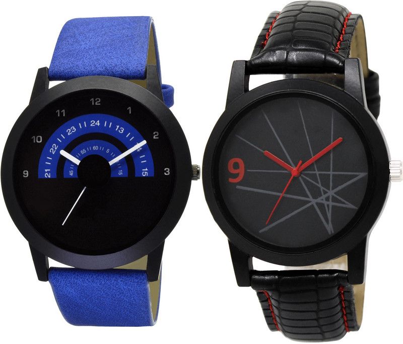 combo watch Analog Watch - For Girls Classical Party Wedding Analogue Blue And Black Color Boys And Men Watch - B47-BL46.8 (Combo Of 2 )