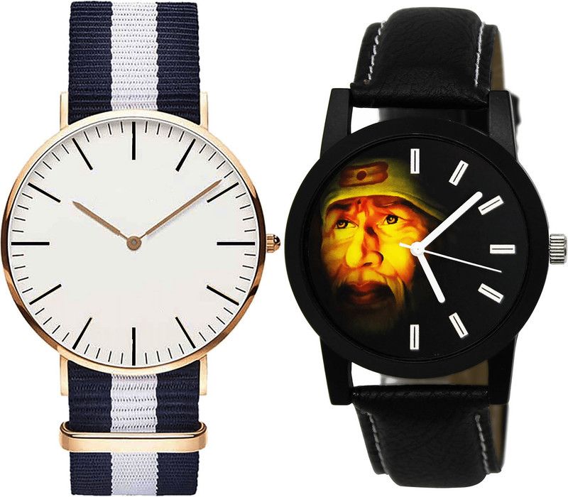 combo watch Analog Watch - For Girls Brand New 3D Design Sai Baba Analogue Blue And Black Color Boys And Men Watch - B109-B123 (Combo Of 2 )