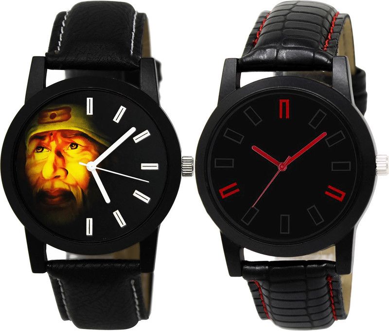 combo watch Analog Watch - For Girls Latest Diwali Sai Baba Analogue Black Color Boys And Men Watch - B123-B28 (Combo Of 2 )