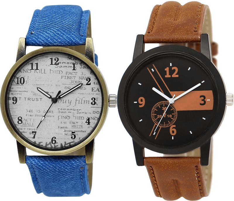 combo watch Analog Watch - For Girls Classical Wrist Analogue Blue And Brown Color Boys And Men Watch - BL46.28-BL46.1 (Combo Of 2 )