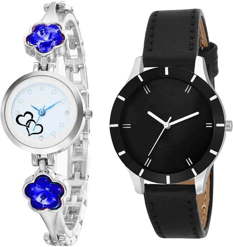 combo watch Analog Watch - For Girls Brand New Valentine Love Valentine Analogue Silver And Black Color Girls And Women Watch - G433-G268 (Combo of 2 )