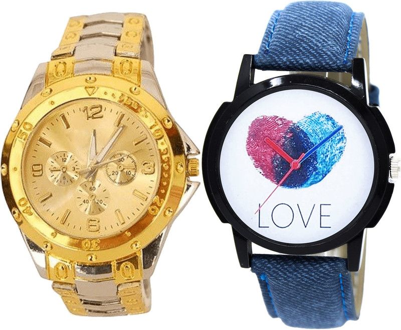 combo watch Analog Watch - For Girls Best Valentine Love Analogue Silver And Blue Color Boys And Men Watch - B75-B11 (Combo Of 2 )