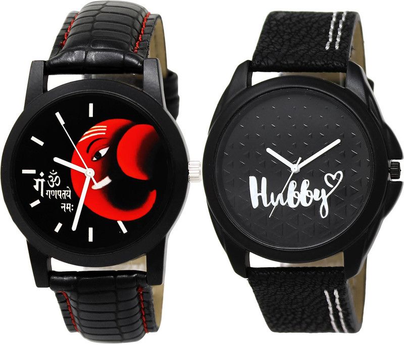 combo watch Analog Watch - For Girls Best Quartz Ganpti And Hubby Analogue Black Color Boys And Men Watch - B120-BL46.31 (Combo Of 2 )