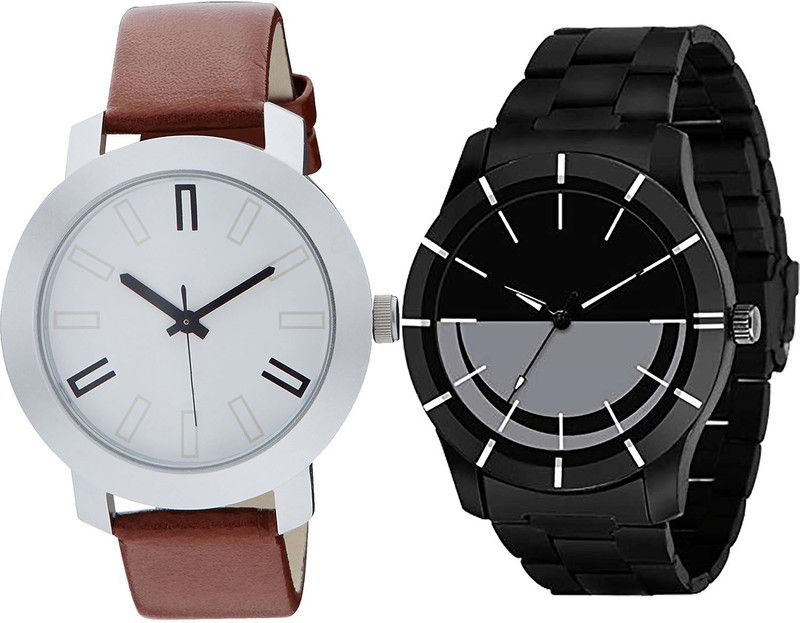 combo watch Analog Watch - For Girls Best Party Wedding Analogue Brown And Black Color Boys And Men Watch - B44-B108 (Combo Of 2 )