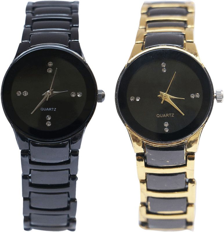 combo watch Analog Watch - For Girls Classical Model Analogue Black And Gold Color Girls And Women Watch - G206-G208 (Combo Of 2 )