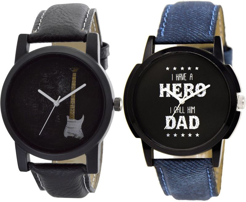 combo watch Analog Watch - For Girls Best Formal Guitar Analogue Black And Blue Color Boys And Men Watch - B35-BL46.7 (Combo Of 2 )