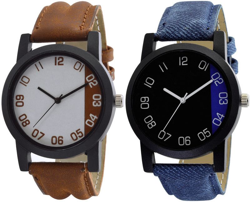 combo watch Analog Watch - For Girls Best Luxury Analogue Brown And Blue Color Boys And Men Watch - B39-B37 (Combo Of 2 )