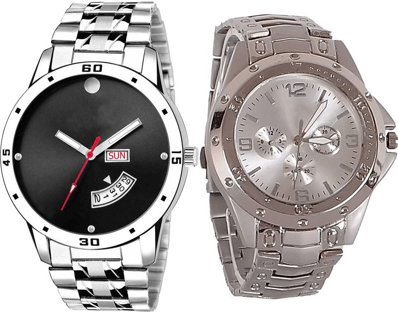 combo watch Analog Watch - For Girls Treading Wrist Day And Date Analogue Silver Color Boys And Men Watch - BL46.104-B72 (Combo Of 2 )
