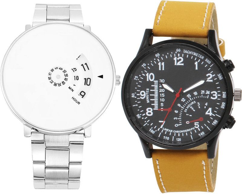 combo watch Analog Watch - For Girls Classical Royal Analogue Silver And Brown Color Boys And Men Watch - B82-B42 (Combo Of 2 )