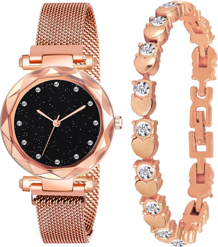 Analog Watch - For Women SW-74 Rose Gold Magnet Belt Watch and Bracelet Unique New Girls