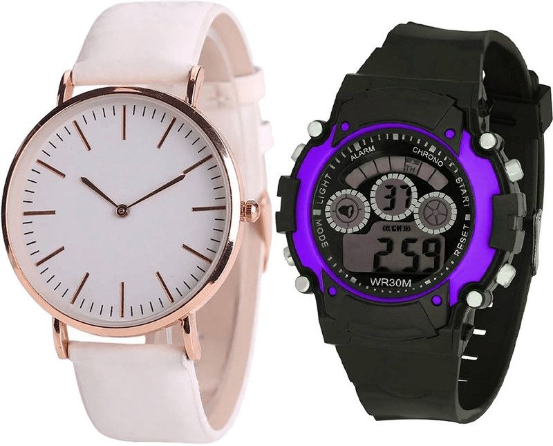 combo watch Analog Watch - For Girls Brand New Heart Kids Analogue White And Black Color Boys And Men Watch - B63-B133 (Combo Of 2 )