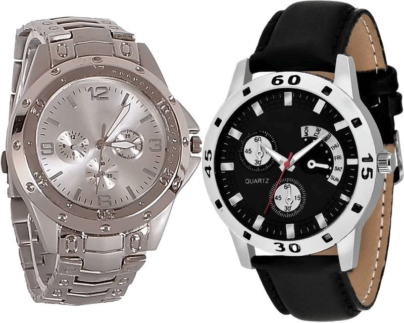 combo watch Analog Watch - For Girls Modern Technology Analogue Silver And Black Color Boys And Men Watch - B72-B58 (Combo Of 2 )