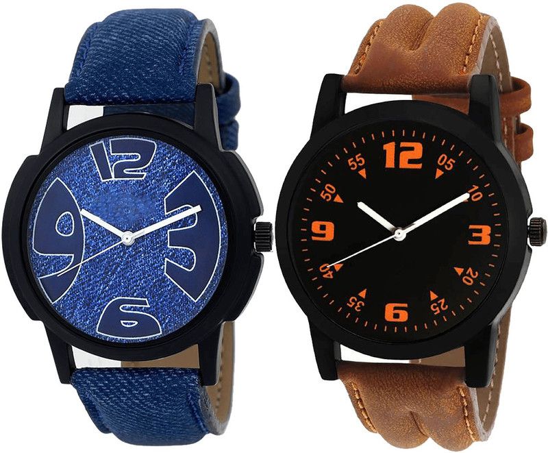 combo watch Analog Watch - For Girls Classical Rich Analogue Blue And Brown Color Boys And Men Watch - B9-B15 (Combo Of 2 )