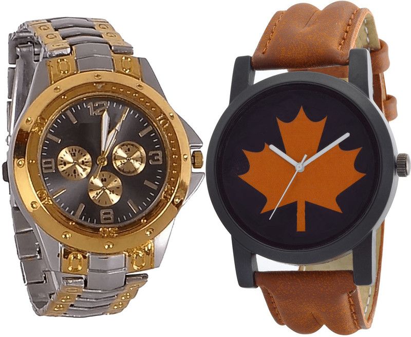 combo watch Analog Watch - For Girls Contemporary High Quality Analogue Silver And Brown Color Boys And Men Watch - B76-B34 (Combo Of 2 )
