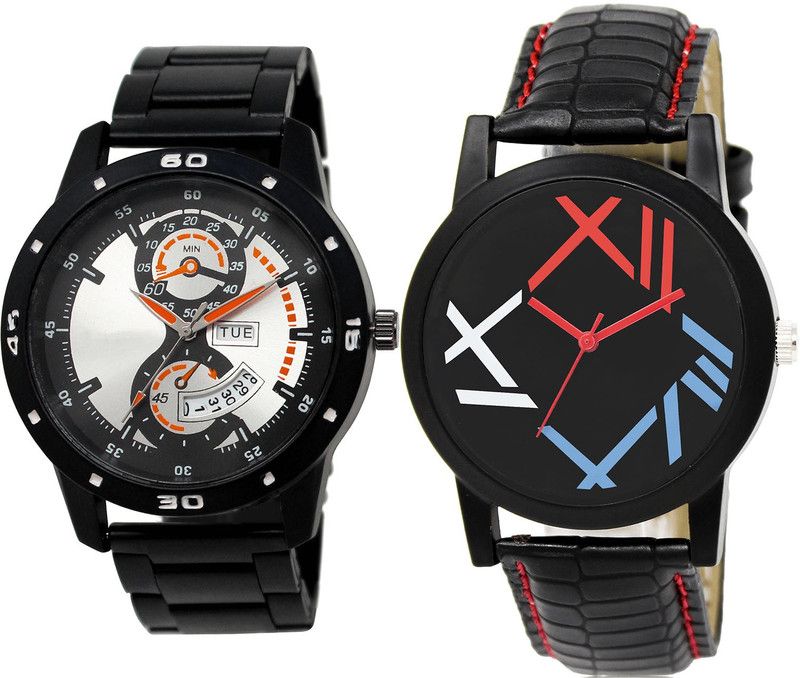 combo watch Analog Watch - For Girls Contemporary Tread Day And Date Analogue Black Color Boys And Men Watch - BL46.107-BL46.12 (Combo Of 2 )
