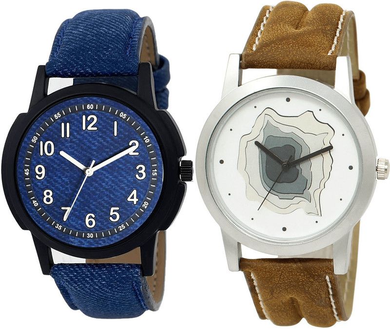 combo watch Analog Watch - For Girls Contemporary Model Analogue Blue And Brown Color Boys And Men Watch - B8-BL46.9 (Combo Of 2 )