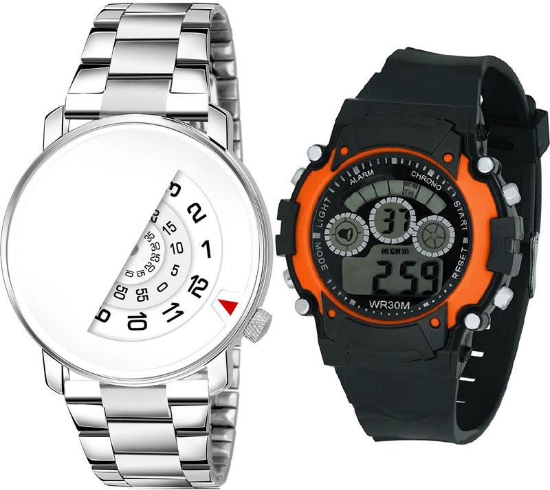 combo watch Analog Watch - For Men & Women Latest Collection Day And Date And Kids Analog And Digital Silver And Black Color Boys And Men Watch - BL46.106-B4 (Combo Of 2 )
