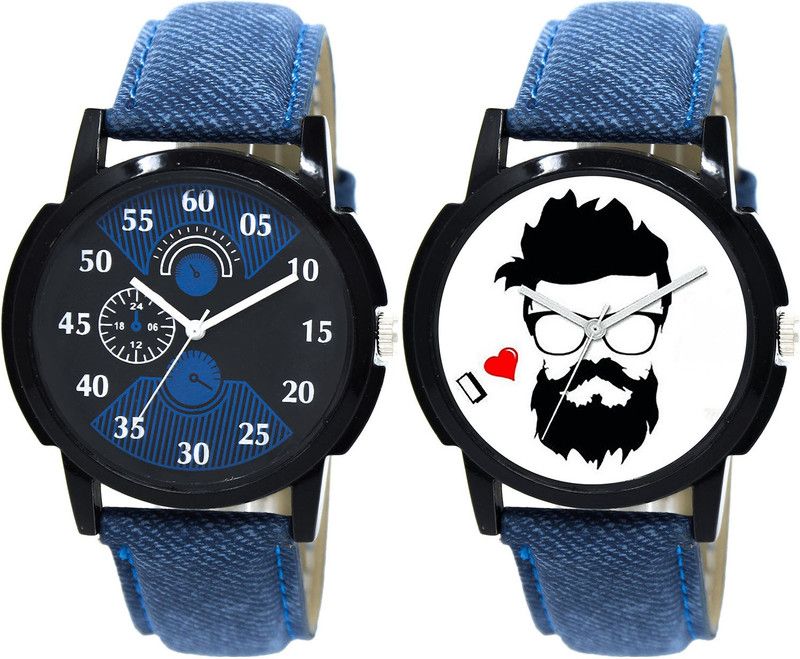 combo watch Analog Watch - For Girls Latest Diwali Beard Style Analogue Blue Color Boys And Men Watch - BL46.2-B12 (Combo Of 2 )