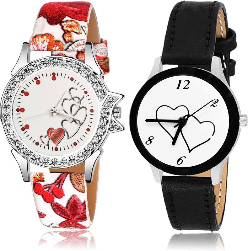 combo watch Analog Watch - For Men & Women Treading Italian Designer Love Heart And Love Valentine Combo Watch For Girls And Women - G495-G345