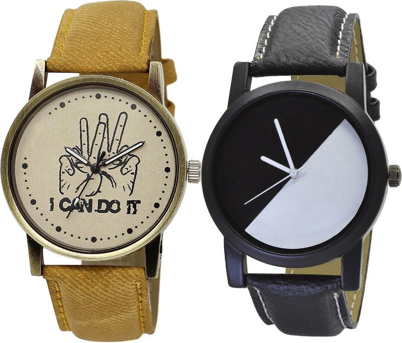 combo watch Analog Watch - For Girls Contemporary Stylish I Cand Do It Analogue Brown And Black Color Boys And Men Watch - BL46.30-B32 (Combo Of 2 )