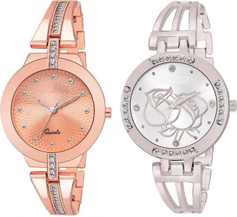 Analog Watch - For Girls Combo pack 2 New Diamond Studded Part-Wedding Adition Analog Watch For Girls & Women BB-07883