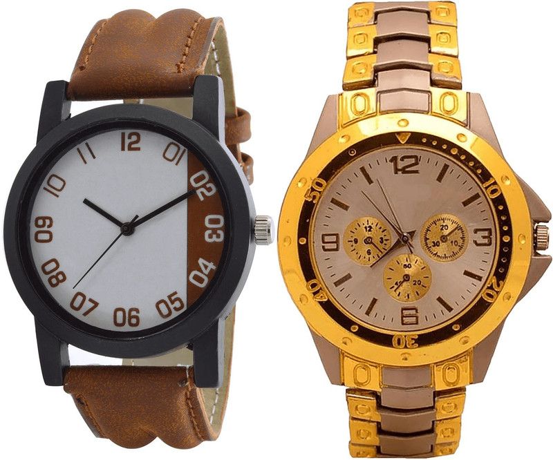 combo watch Analog Watch - For Girls New Casual Analogue Brown And Silver Color Boys And Men Watch - B39-B74 (Combo Of 2 )